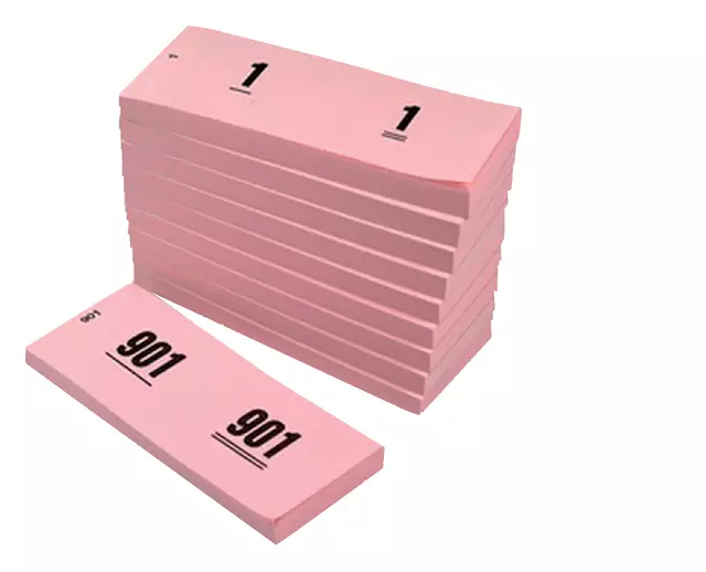 Een Nummerblok 42x105mm nummering 1-1000 roze 10 stuks koop je bij EconOffice