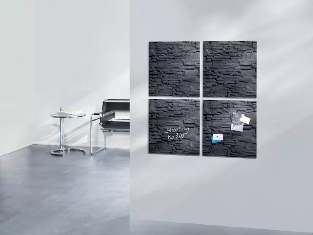 Een Glasbord Sigel magnetisch 480x480x15mm leisteen koop je bij Van Leeuwen Boeken- en kantoorartikelen