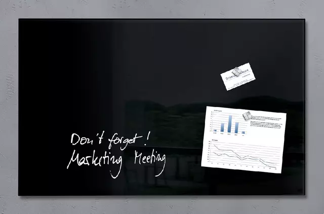 Een Glasbord Sigel magnetisch 780x480x15mm zwart koop je bij EconOffice