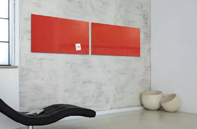 Een Glasbord Sigel magnetisch 910x460x15mm rood koop je bij MV Kantoortechniek B.V.