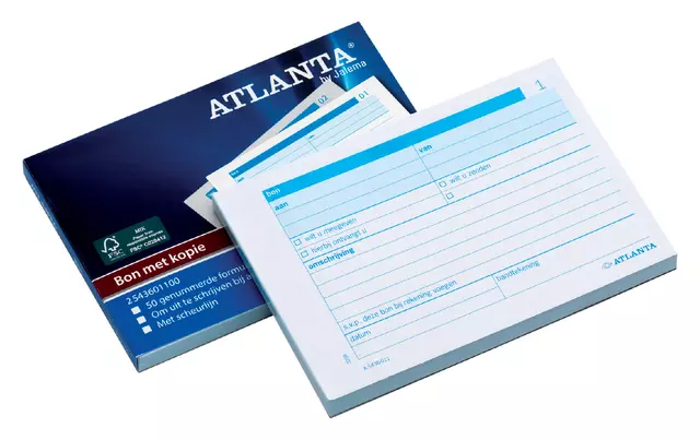 Een Bonboekje Atlanta A6 50x2vel carbon koop je bij Van Leeuwen Boeken- en kantoorartikelen