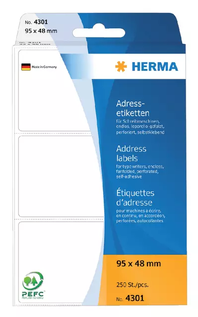 Een Etiket HERMA adres 4301 95x48mm 250stuks zig-zag koop je bij KantoorProfi België BV