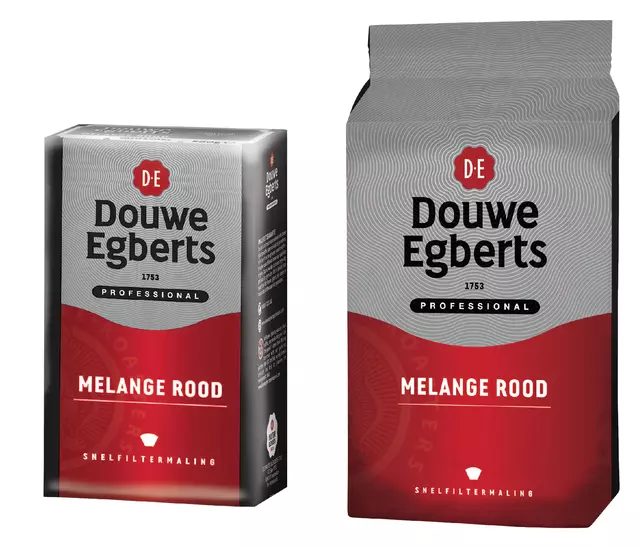 Een Koffie Douwe Egberts snelfiltermaling Melange Rood 1kg koop je bij Van Leeuwen Boeken- en kantoorartikelen