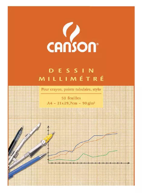 Een Millimeterblok Canson A4 lichtbruin koop je bij EconOffice