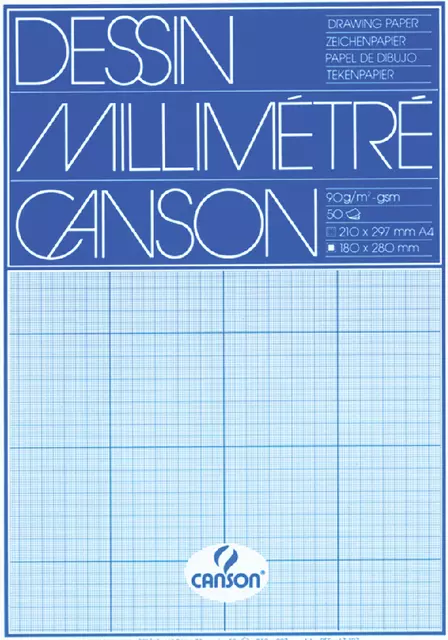 Een Millimeterblok Canson A4 blauw koop je bij KantoorProfi België BV