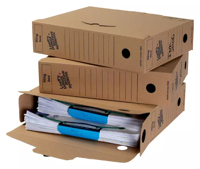Een Archiefdoos Loeff Filing Box 3003 folio 345x250x80mm karton koop je bij Unimark Office B.V.