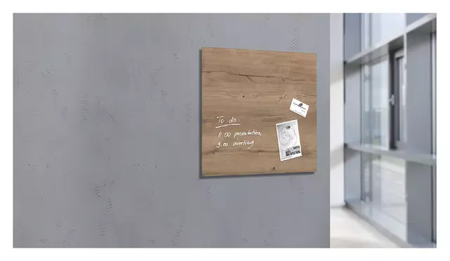 Een Glasbord Sigel magnetisch 480x480x15mm natural wood koop je bij EconOffice