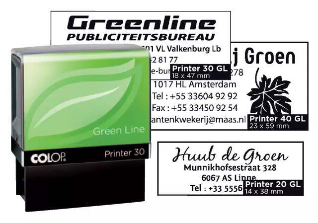 Een Tekststempel Colop 20 green line personaliseerbaar 4regels 38x14mm koop je bij Van Leeuwen Boeken- en kantoorartikelen