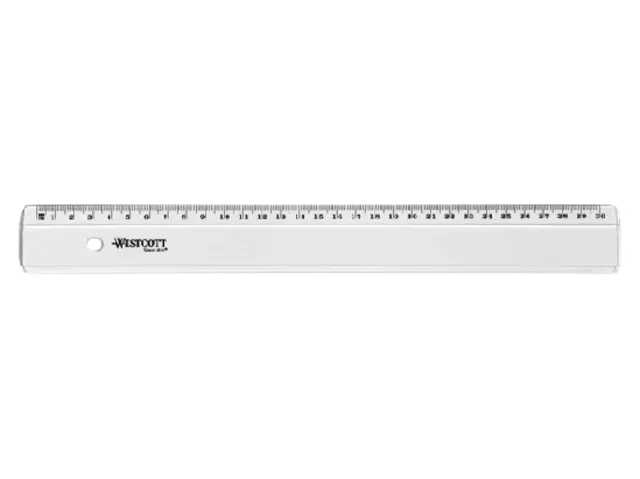 Een Liniaal Westcott basic kunststof 30cm transparant koop je bij EconOffice