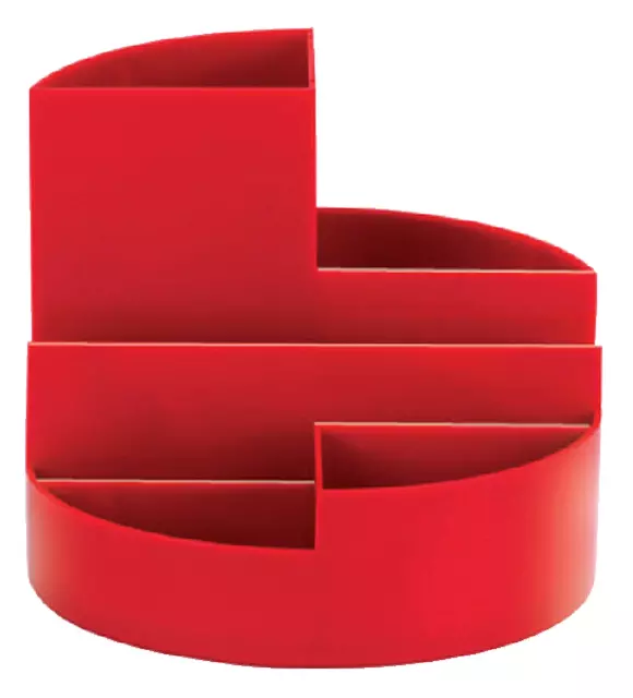 Een Pennenkoker MAUL roundbox 7 vakken Ø14x12.5cm rood koop je bij Van Leeuwen Boeken- en kantoorartikelen