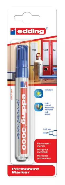 Een Viltstift edding 3000 rond 1.5-3mm blauw blister à 1 stuk koop je bij Unimark Office B.V.
