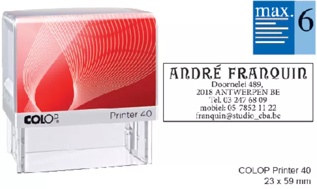Een Tekststempel Colop Printer 40 personaliseerbaar 6regels 59x23mm koop je bij Van Leeuwen Boeken- en kantoorartikelen