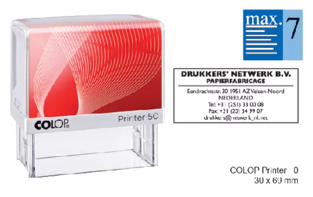 Een Tekststempel Colop Printer 50 personaliseerbaar 7regels 69x30mm koop je bij Van Leeuwen Boeken- en kantoorartikelen