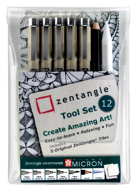 Een Fineliner Sakura Zentangle tool set 12delig koop je bij KantoorProfi België BV