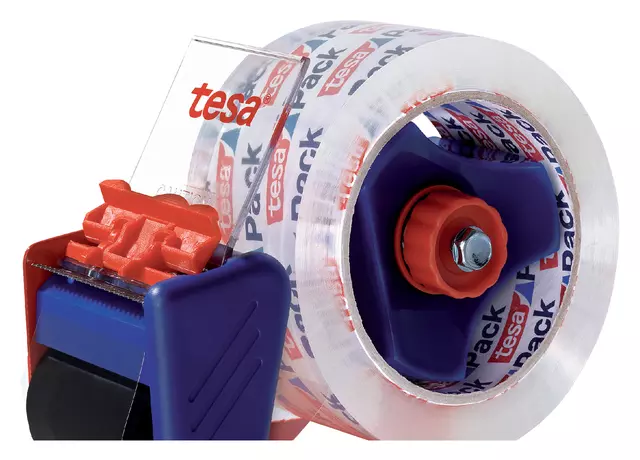 Een Handdozensluiter Tesa met 2 rollen 66mx50mm transparant koop je bij Goedkope Kantoorbenodigdheden