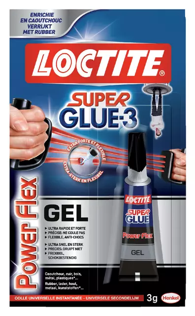 Een Secondelijm Loctite Powerflex gel tube 3gram op blister koop je bij Van Leeuwen Boeken- en kantoorartikelen