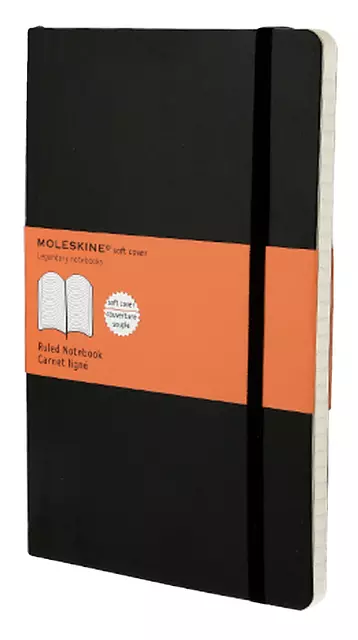 Een Notitieboek Moleskine large 130x210mm lijn soft cover zwart koop je bij Van Leeuwen Boeken- en kantoorartikelen