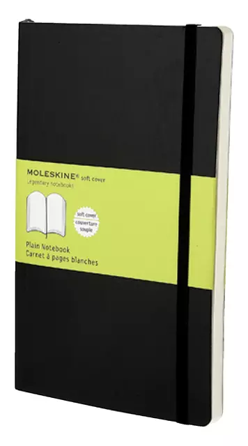 Een Notitieboek Moleskine large 130x210mm blanco soft cover zwart koop je bij MV Kantoortechniek B.V.