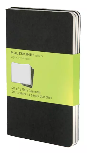 Een Schrift Moleskine 90x140mm blanco 240 pagina's 70gr zwart set à 3 stuks koop je bij EconOffice