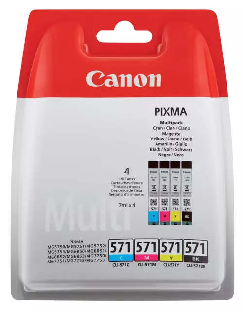 Een Inktcartridge Canon CLI-571 zwart + 3 kleuren koop je bij Klik Office BV