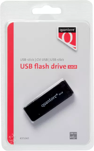 Een USB-stick 2.0 Quantore 32GB koop je bij Van Leeuwen Boeken- en kantoorartikelen