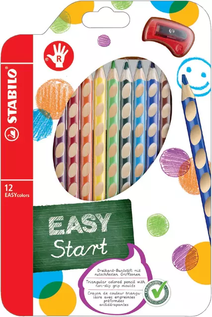 Een Kleurpotloden STABILO 331 Easycolors rechtshandig inclusief puntenslijper assorti etui à 12 stuks koop je bij KantoorProfi België BV