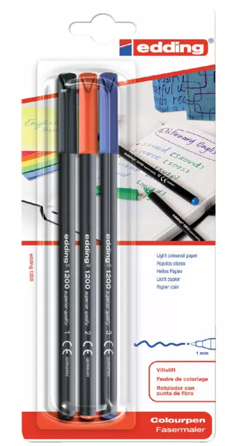 Buy your Fineliner edding 1200 001-003 fijn assorti blister à 3 stuks at QuickOffice BV