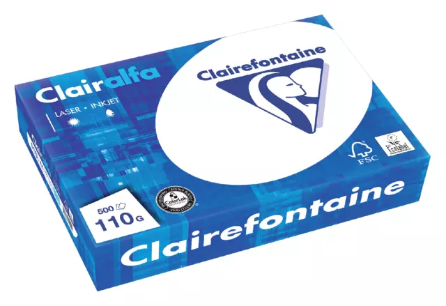 Een Kopieerpapier Clairefontaine Clairalfa A4 110gr wit 500 vel koop je bij Goedkope Kantoorbenodigdheden