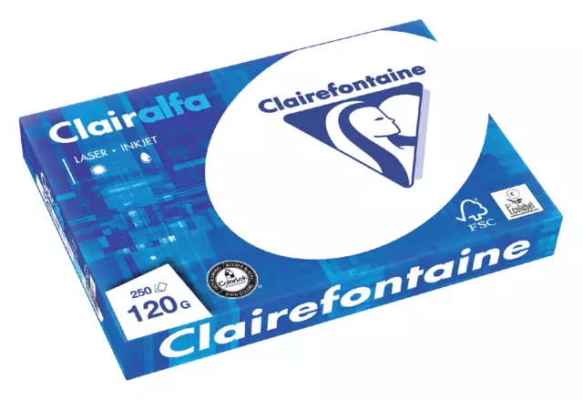 Een Kopieerpapier Clairefontaine Clairalfa A4 120gr wit 250vel koop je bij EconOffice