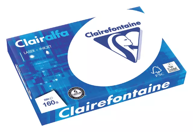 Een Kopieerpapier Clairefontaine Clairalfa A3 160gr wit 250vel koop je bij KantoorProfi België BV