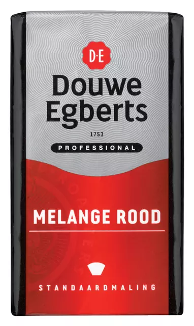 Een Koffie Douwe Egberts snelfiltermaling Melange Rood 250gr koop je bij MV Kantoortechniek B.V.