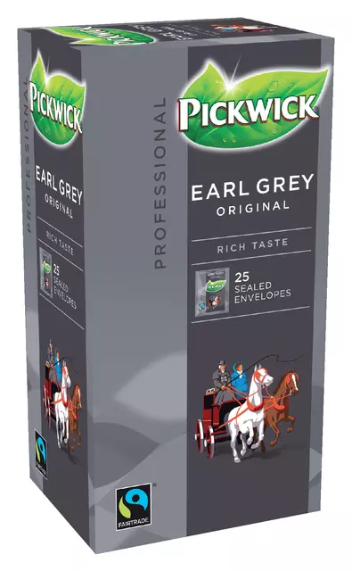 Een Thee Pickwick Fair Trade earl grey 25x2gr koop je bij MV Kantoortechniek B.V.