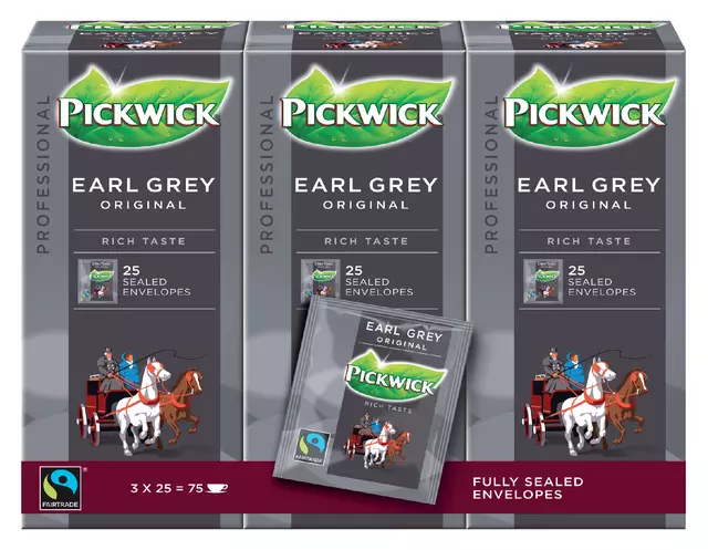 Een Thee Pickwick Fair Trade earl grey 25x2gr koop je bij Totaal Kantoor Goeree