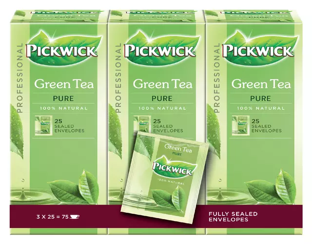 Een Thee Pickwick Fair Trade green pure 25x1.5gr koop je bij KantoorProfi België BV