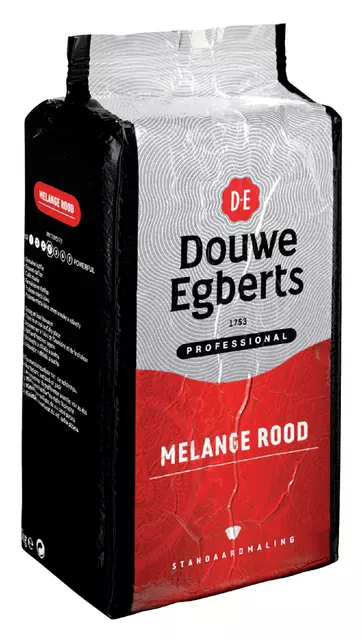 Een Koffie Douwe Egberts standaardmaling Melange Rood 1kg koop je bij Van Hoye Kantoor BV