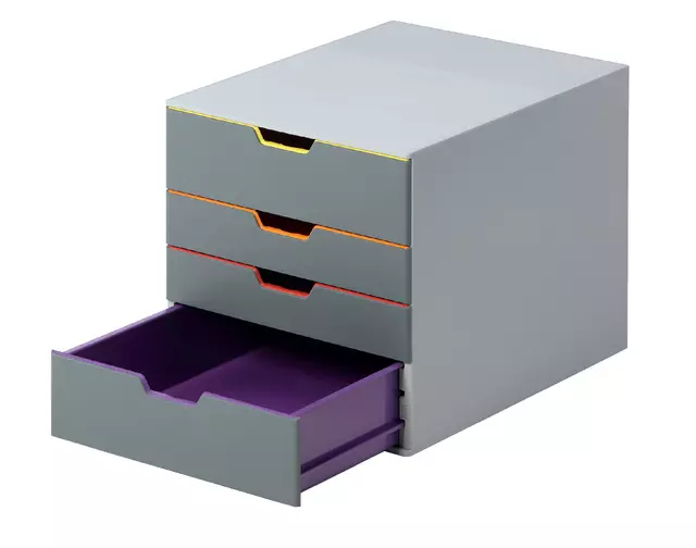 Een Ladenbox Durable Varicolor 4 laden grijs koop je bij KantoorProfi België BV