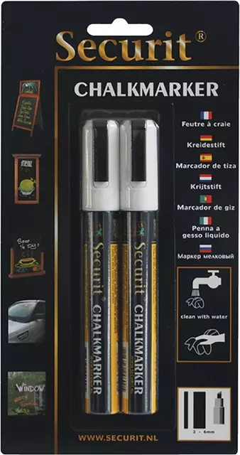 Een Krijtstift Securit SMA-510 schuin wit 2-6mm blister à 2st koop je bij Van Leeuwen Boeken- en kantoorartikelen