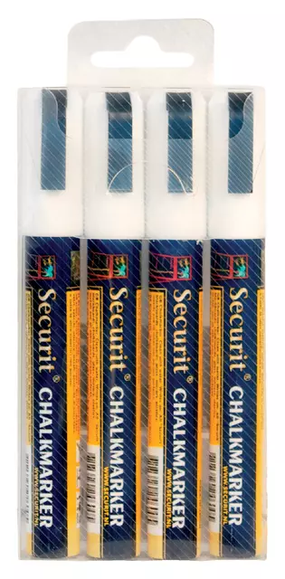 Een Krijtstift Securit SMA-510 schuin wit 2-6mm blister à 4st koop je bij Van Leeuwen Boeken- en kantoorartikelen
