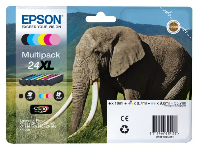 Inktcartridge Epson 24XL T2438 zwart + 5 kleuren