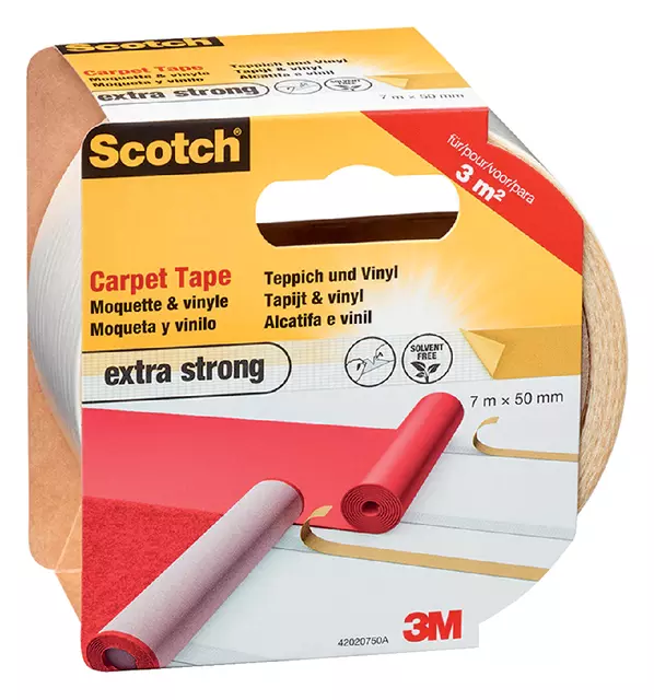 Een Dubbelzijdige plakband Scotch tapijt 50mmx7m extra strong koop je bij EconOffice