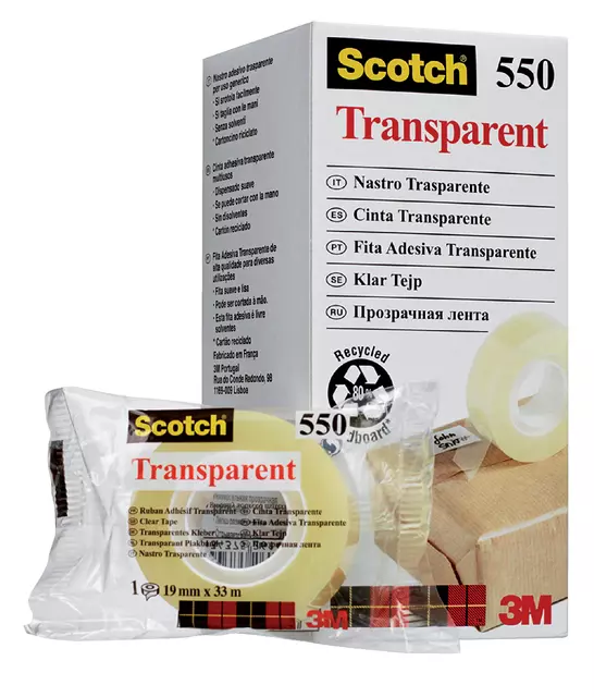 Een Plakband Scotch 550 19mmx33m transparant koop je bij EconOffice
