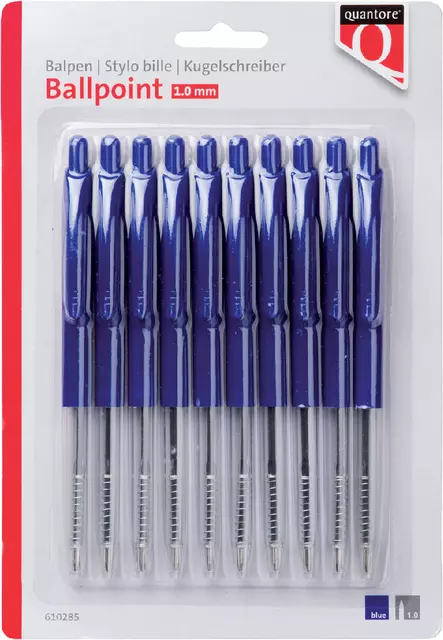 Een Balpen Quantore drukknop blauw koop je bij EconOffice