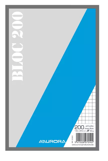 Een Kladblok Aurora 135x210mm ruit 5X5mm 200 vel 45gr koop je bij EconOffice
