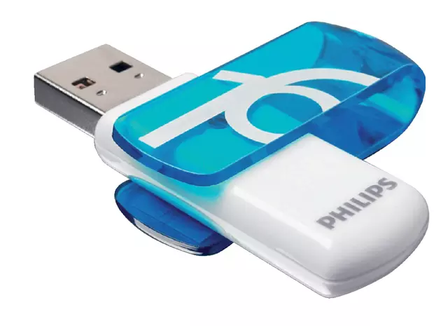 Een USB-stick 2.0 Philips Vivid Edition Ocean Blue 16GB koop je bij EconOffice