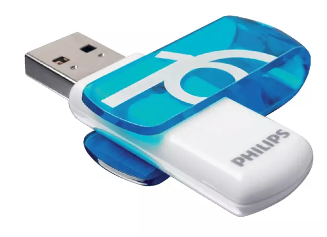 Een USB-stick 2.0 Philips Vivid Edition Ocean Blue 16GB koop je bij MV Kantoortechniek B.V.