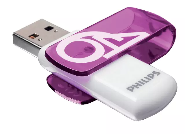 Een USB-stick 2.0 Philips vivid edition magic purple 64GB koop je bij L&N Partners voor Partners B.V.