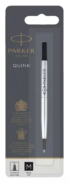 Een Rollerpenvulling Parker Quink medium zwart blister à 1 stuk koop je bij Unimark Office B.V.