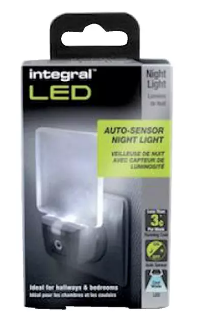 Een Led nachtlamp Integral 4000K koel wit 0.6W 20lumen sensor koop je bij Totaal Kantoor Goeree