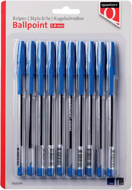 Een Balpen Quantore stick blauw blister koop je bij Van Leeuwen Boeken- en kantoorartikelen