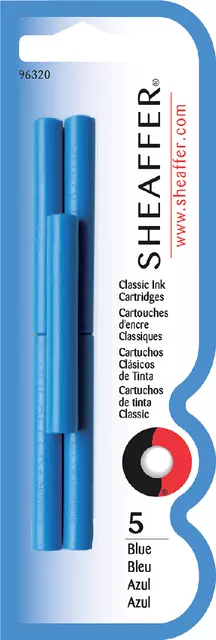 Een Inktpatroon Sheaffer skrip classic blauw blister à 5 stuks koop je bij KantoorProfi België BV